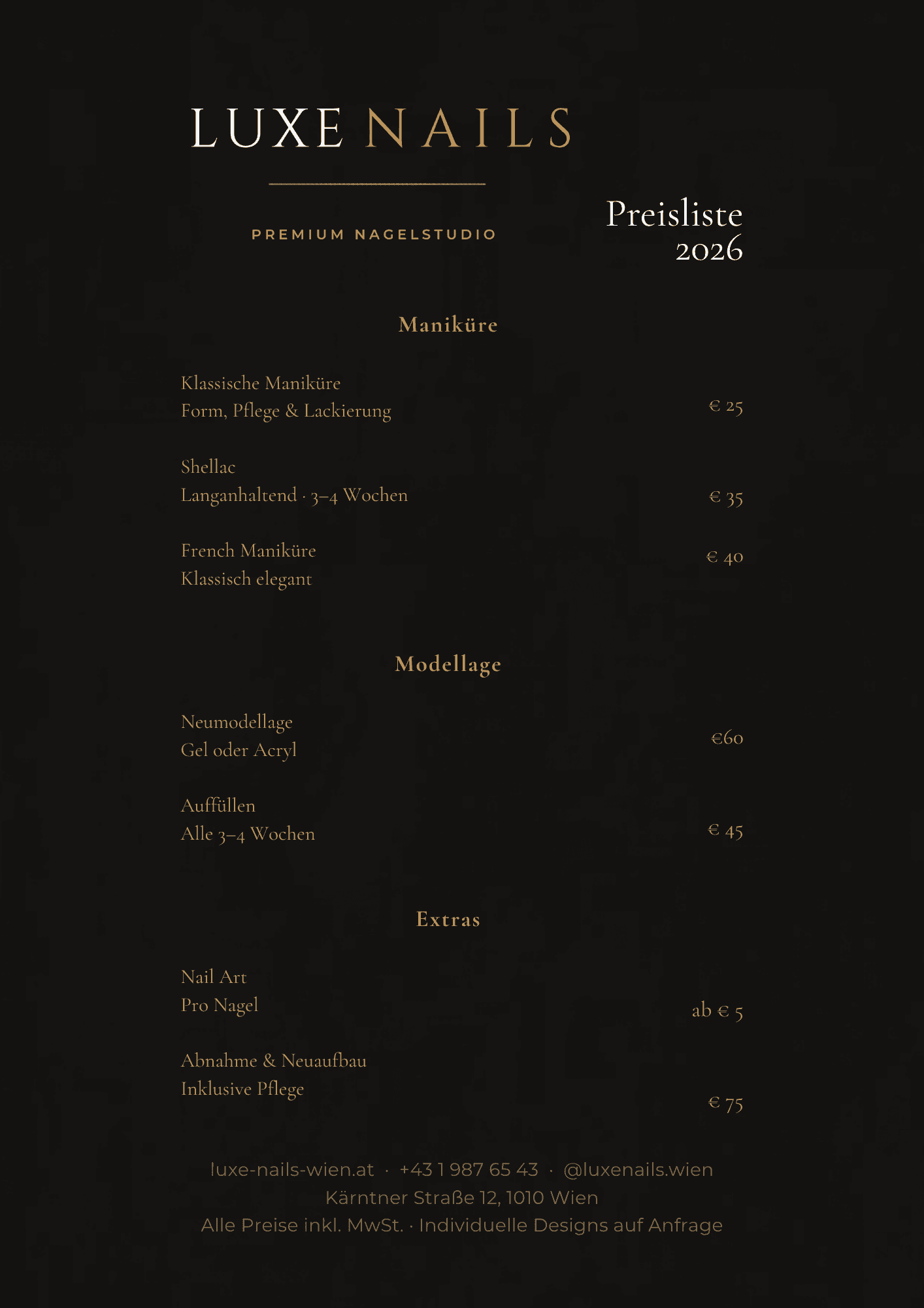 Preisliste Mockup